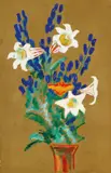 Gabriele Münter, Lilien und Rittersporn in roter Vase