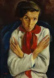 Albert Birkle, Bildnis Frau Jochums II, 1932, Oil on cardboard