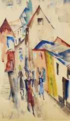 Joseph Urbach, Straßenszene, 1919, Watercolour