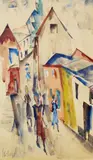 Joseph Urbach, Straßenszene, 1919, Watercolour