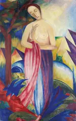 Fritz Klein, Frau in Landschaft, 1920, Oil on canvas