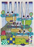 Pazifikdampfer by Friedensreich Hundertwasser, 1985, Woodcut printed in colours, sold Dec 2005