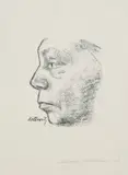 Selbstbildnis im Profil by Käthe Kollwitz, Between 1921 and April 1923, Chalk lithograph, sold Dec 2005