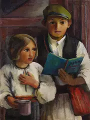 Grete Csaki-Copony, Zwei Kinder, 1930, Oil on canvas