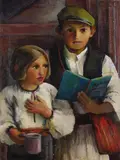Grete Csaki-Copony, Zwei Kinder, 1930, Oil on canvas