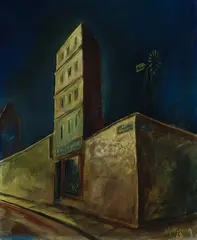 Walter Schulz-Matan, Haus mit Windrad, 1928, Oil on canvas