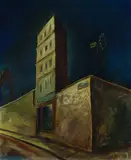 Walter Schulz-Matan, Haus mit Windrad, 1928, Oil on canvas