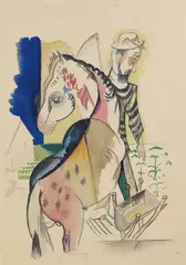 Bauer und Pferd by Walter Becker, 1919, Watercolour, sold Dec 2005