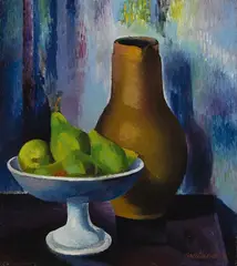 Georg Breitwieser, Stillleben mit Kanne und Obstschale, 1928, Oil on canvas