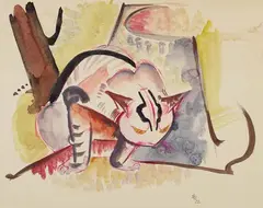 Walter Becker, Katze, 1922, Gouache