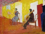 William Straube, Musikanten, 1925, Tempera