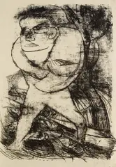 Bernhard Hoetger, Mann mit Fischen, 1921, Lithograph