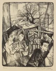 Slavi Soucek, Paar in der Stadt, 1920, Lithograph