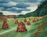 Max Pechstein, Wiese mit Heuhocken, 1938, Watercolour
