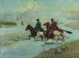 Franz Roubaud, Kaukasische Reiter am Fluss