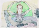 Horst Janssen, Das Äffchen, 1984, Watercolour