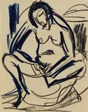 Sitzender weiblicher Akt by Ernst Ludwig Kirchner, 1925, Chalk drawing, sold Oct 2005