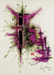Abstrakte Komposition by Georges Mathieu, 1978, Mixed media, sold Oct 2005