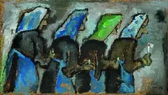 Werner Scholz, Lichterprozession, 1976, Oil on fibreboard