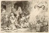 Harmensz. van Rijn Rembrandt, Der Engel vor der Familie des Tobias verschwindend, 1641, Etching