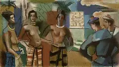 André Lhote, Jeunes femmes et marins au port, 1927, Pastel