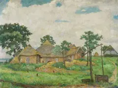 Ernst Wilhelm Eitner, Gehöft auf Rügen, Oil on canvas
