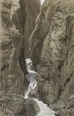 Carl Wagner, Schlucht, Pen and Indian ink drawing