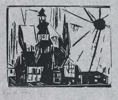 Troistedt by Lyonel Feininger, 1919, Woodcut, sold Oct 2005
