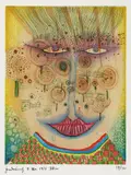 Friedensreich Hundertwasser, Wiesenmann, 1974, Etching in colours