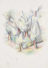 Bäume by Johannes Itten, 1944, Pencil drawing, sold Oct 2005