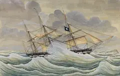 Ole Johnson-Seböy, Bark "Minnerva" im Sturm, 1833, Watercolour