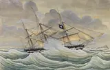Ole Johnson-Seböy, Bark "Minnerva" im Sturm, 1833, Watercolour