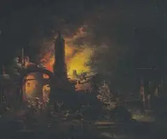 Johann Georg Trautmann, Nächtliche Feuersbrunst, Oil