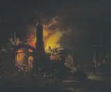 Johann Georg Trautmann, Nächtliche Feuersbrunst, Oil