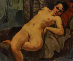 François Zdenek Eberl, Weiblicher Akt, Oil on canvas