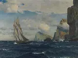 Michael Zeno Diemer, Schoner auf stürmischer Fahrt vor dem Nordende der Faröer Inseln