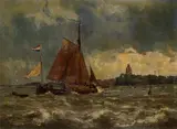 Holländischer Segler vor der Stadt by Gerard (Gerardus Johannes) Koekkoek, 1900, Oil on canvas, sold Oct 2005
