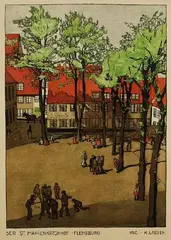 Käte Lassen, Flensburg. Aus den alten Winkeln der Stadt, 1910, Lithograph in colours