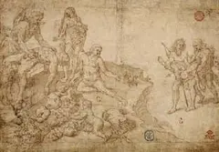 Maarten van Heemskerck, Mythologische Szene, 1560, Pen and Indian ink drawing