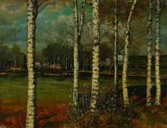 Melchior Lechter, Birkenwald, 1929, Oil on canvas