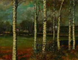 Melchior Lechter, Birkenwald, 1929, Oil on canvas
