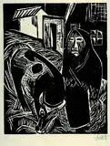Bäuerin mit Kuh by Karl Schmidt-Rottluff, 1922, Woodcut, sold Oct 2005