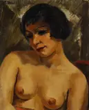 François Zdenek Eberl, Weiblicher Halbakt, Oil on canvas
