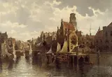 August von Siegen, Stadtansicht von Rotterdam, Oil on canvas
