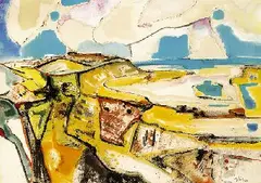 Amrum by Max Kaus, 1950, Gouache, sold Oct 2005