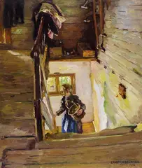 Mädchen auf der Treppe by Ernst Liebermann, 1913, Oil on canvas, sold Oct 2005