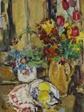 Franz Frank, Stillleben mit Tulpen, 1957, Oil on canvas