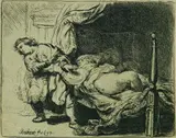 Harmensz. van Rijn Rembrandt, Joseph und Potiphars Weib, 1634, Etching
