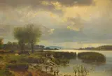 Max Schmidt, Feuchter Sommertag an einem See, Oil on canvas