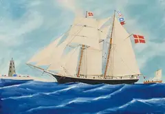 A. de Clerck, Dänischer Toppsegelschoner "London", Gouache